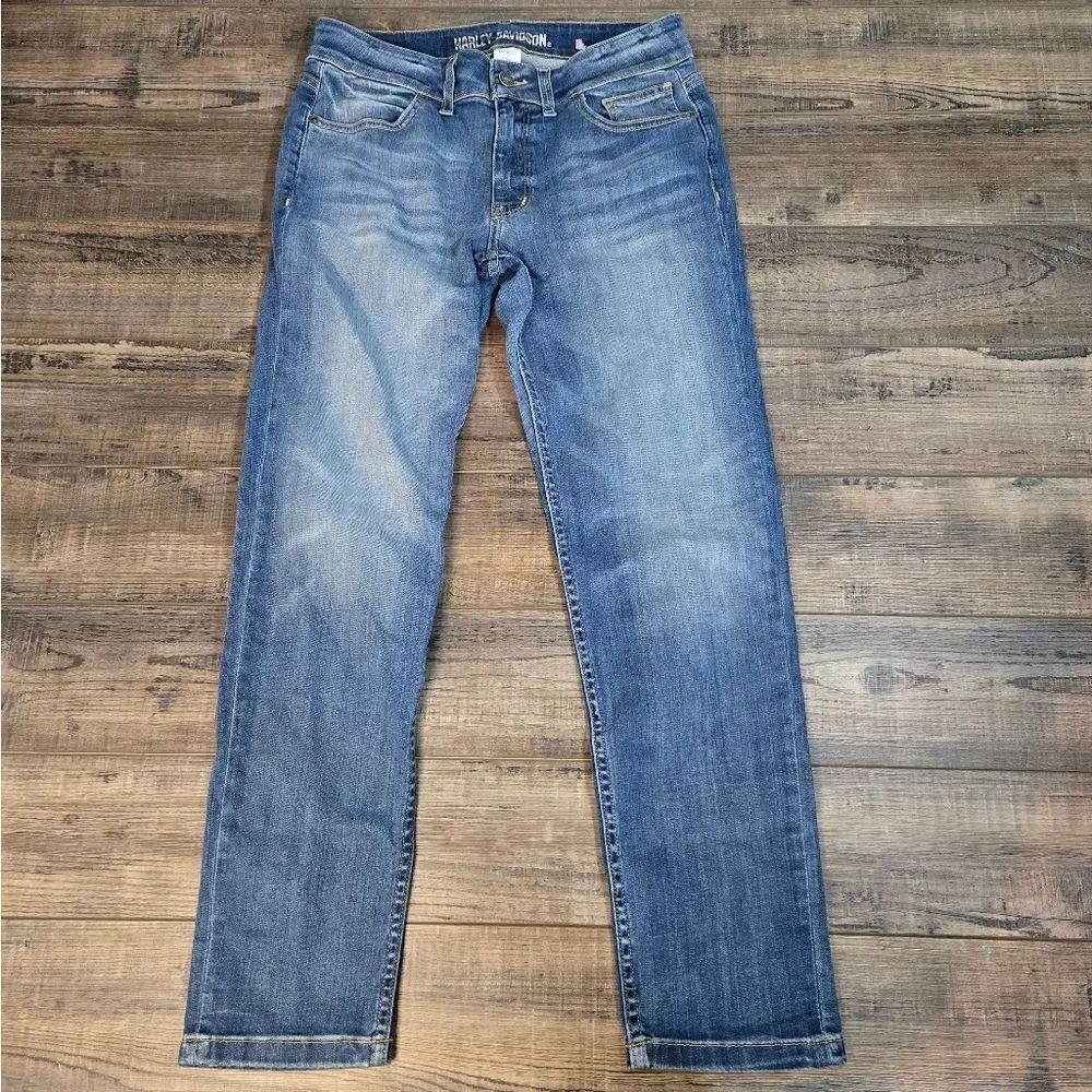 Harley Davidson Straight leg Womens Jeans Stretchy Soft *Irregular*